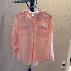 Chico's Sheer peach Button-Down Shirt. Size 2
